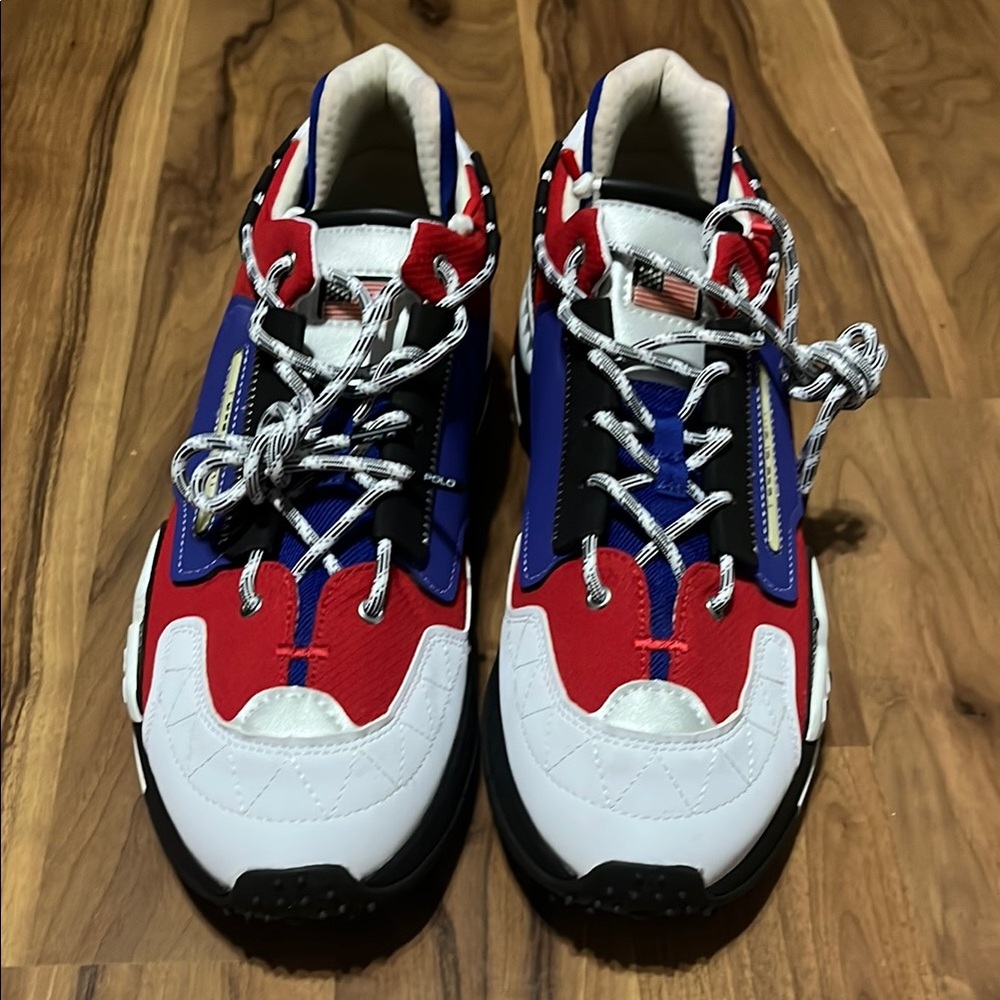 Polo by Ralph Lauren Red and Blue Athletic Shoes with Lace-Up Design